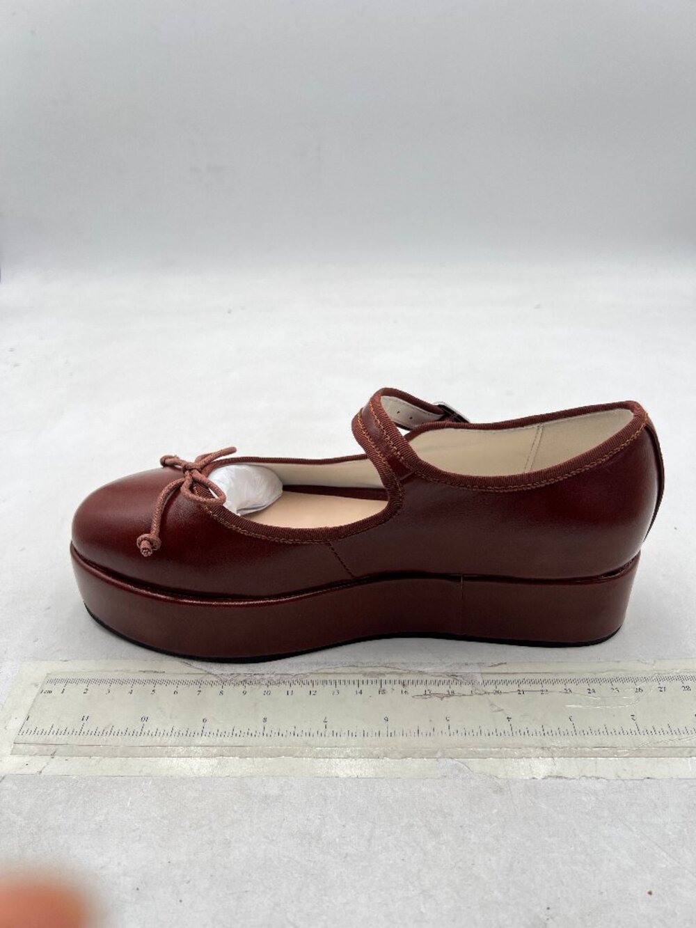 miss left Brown Platform Heel Closed Round Toe Mary Jane Bows Strap Buckle Pumps